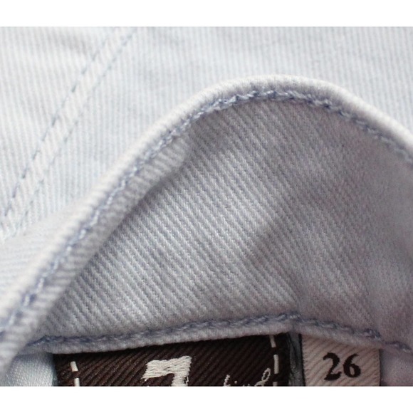 7 For All Mankind Cut Off Denim Jean Shorts in Light Blue Wash, Women's Size 26 - Picture 13 of 15